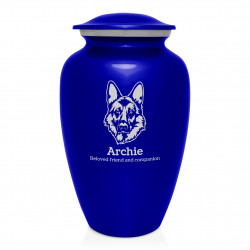Extra Large German Shepherd Dog Cremation Urn - Midnight Blue