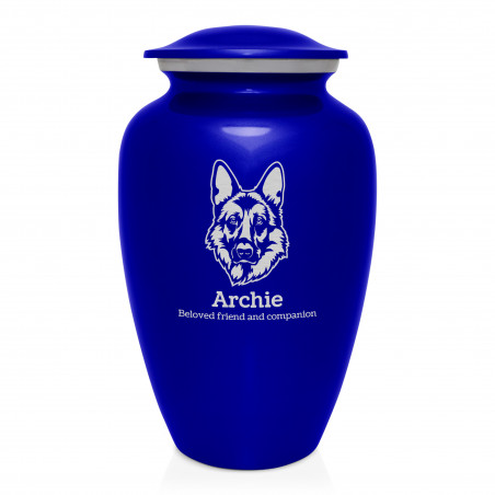 Extra Large German Shepherd Dog Cremation Urn - Midnight Blue