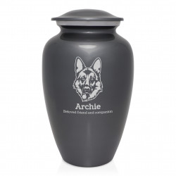 Extra Large German Shepherd Dog Cremation Urn - Gunmetal Gray