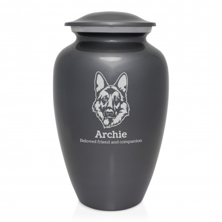 Extra Large German Shepherd Dog Cremation Urn - Gunmetal Gray