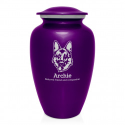 Extra Large German Shepherd Dog Cremation Urn - Purple Luster