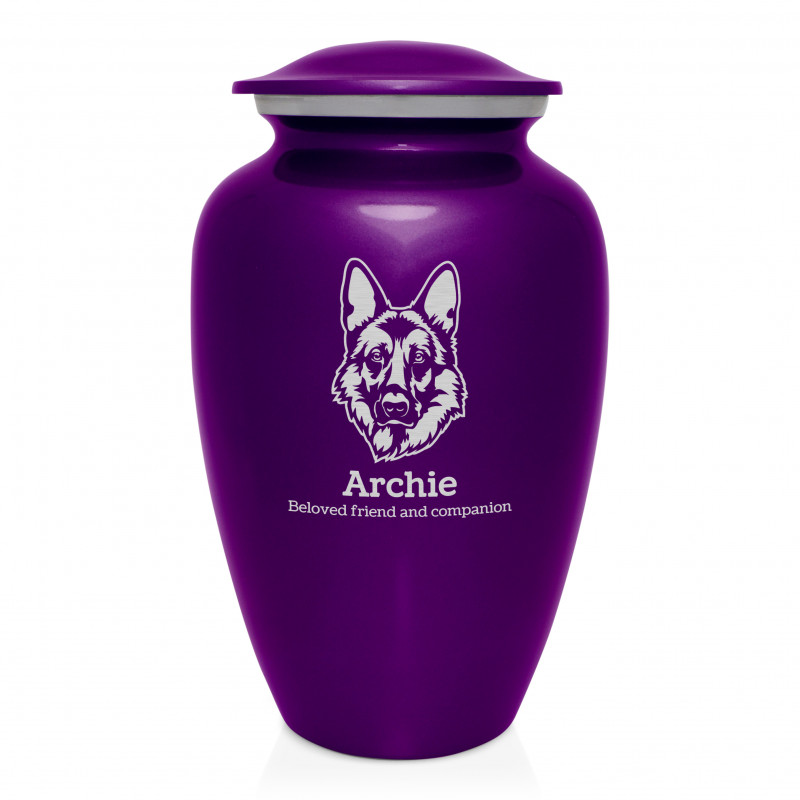Extra Large German Shepherd Dog Cremation Urn - Purple Luster