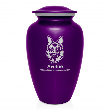 Extra Large German Shepherd Dog Cremation Urn - Purple Luster