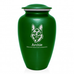 Extra Large German Shepherd Dog Cremation Urn - Shamrock Green