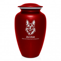 Extra Large German Shepherd Dog Cremation Urn - Ruby Red