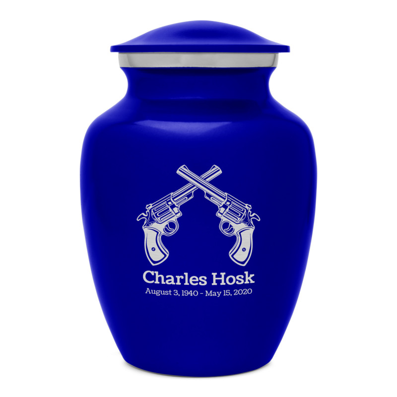 Revolver Pistol Sharing Urn - Midnight Blue