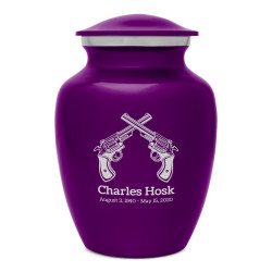 Revolver Pistol Sharing Urn - Purple Luster