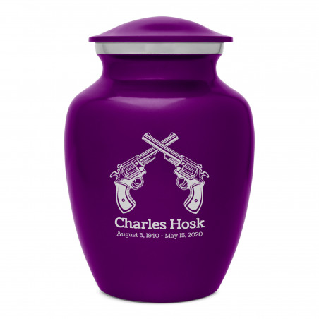 Revolver Pistol Sharing Urn - Purple Luster