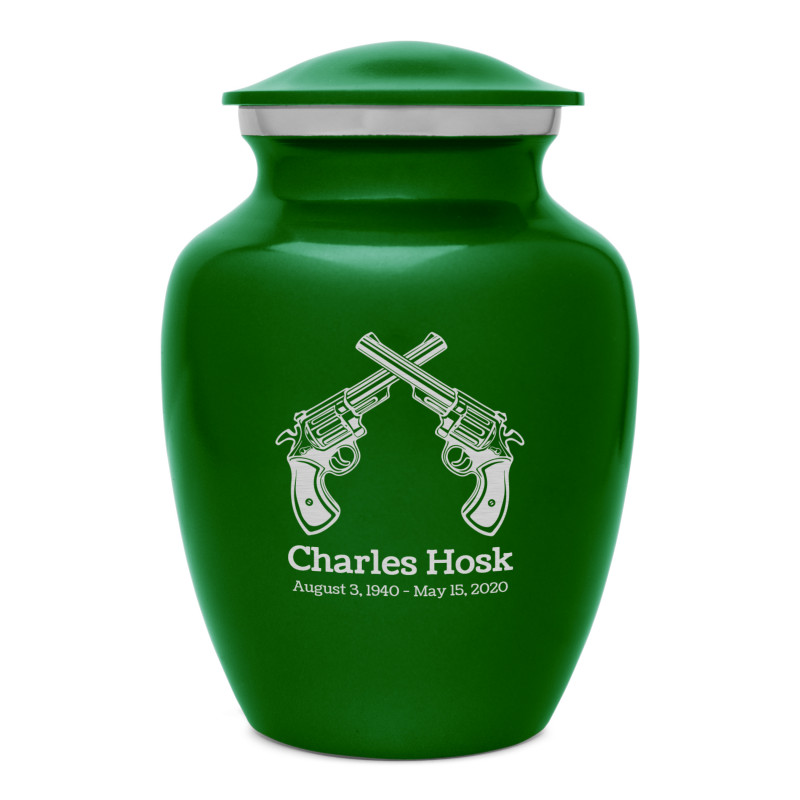 Revolver Pistol Sharing Urn - Shamrock Green