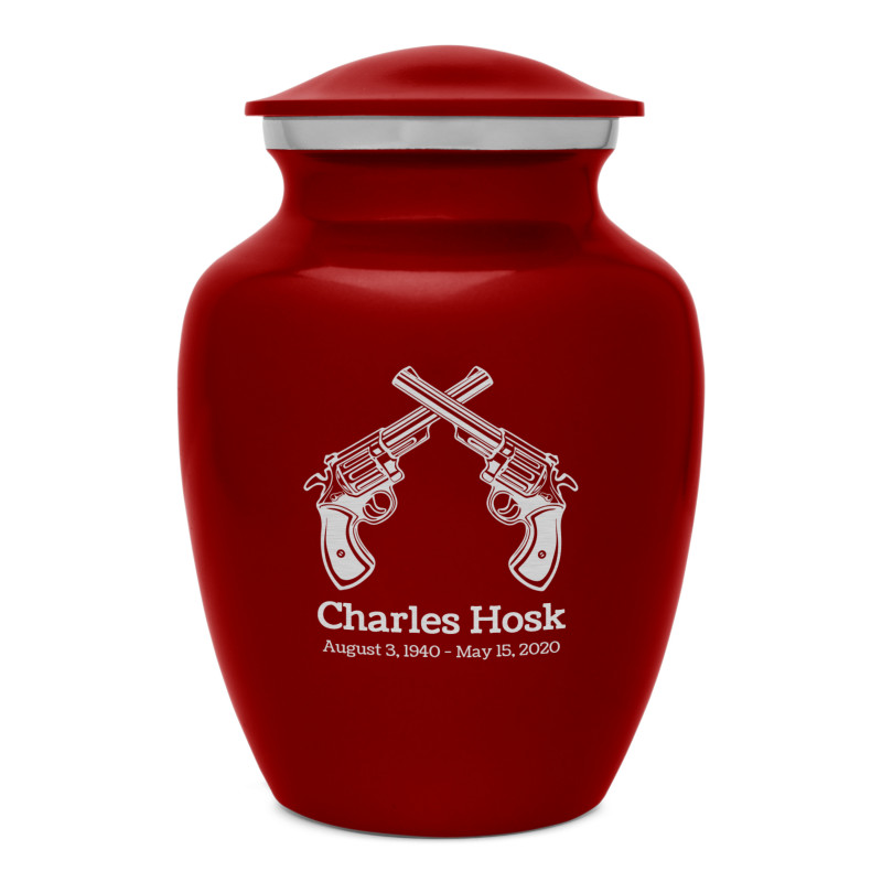 Revolver Pistol Sharing Urn - Ruby Red