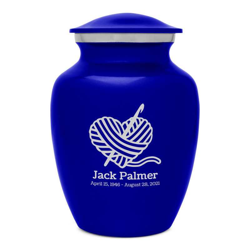 Crochet Heart Sharing Urn - Midnight Blue
