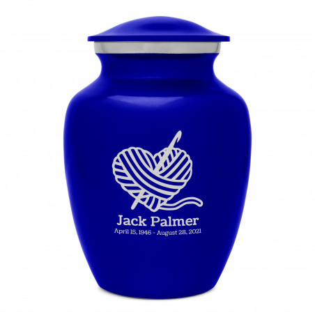 Crochet Heart Sharing Urn - Midnight Blue