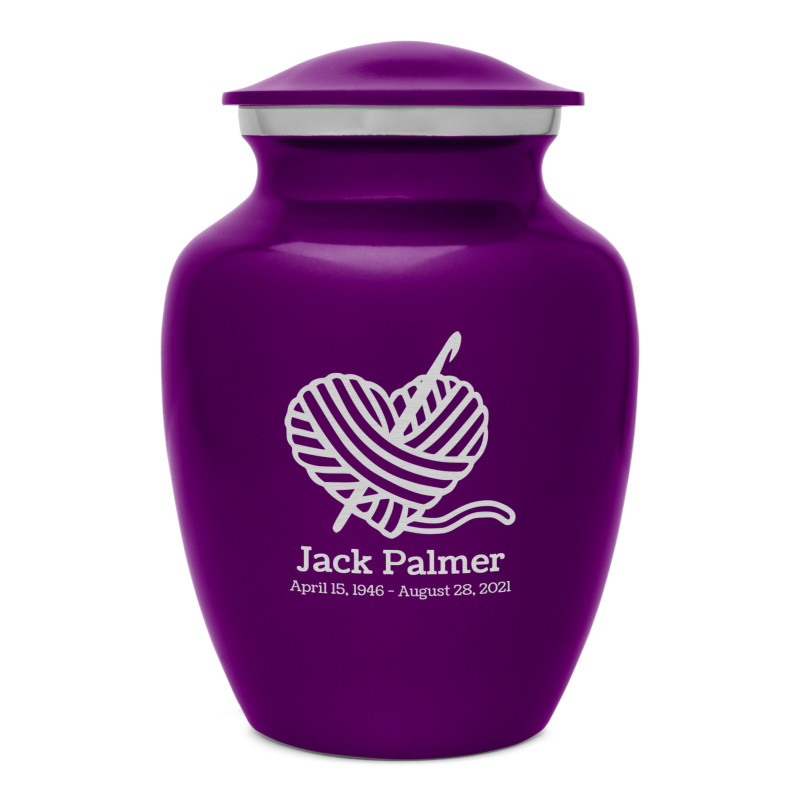 Crochet Heart Sharing Urn - Purple Luster