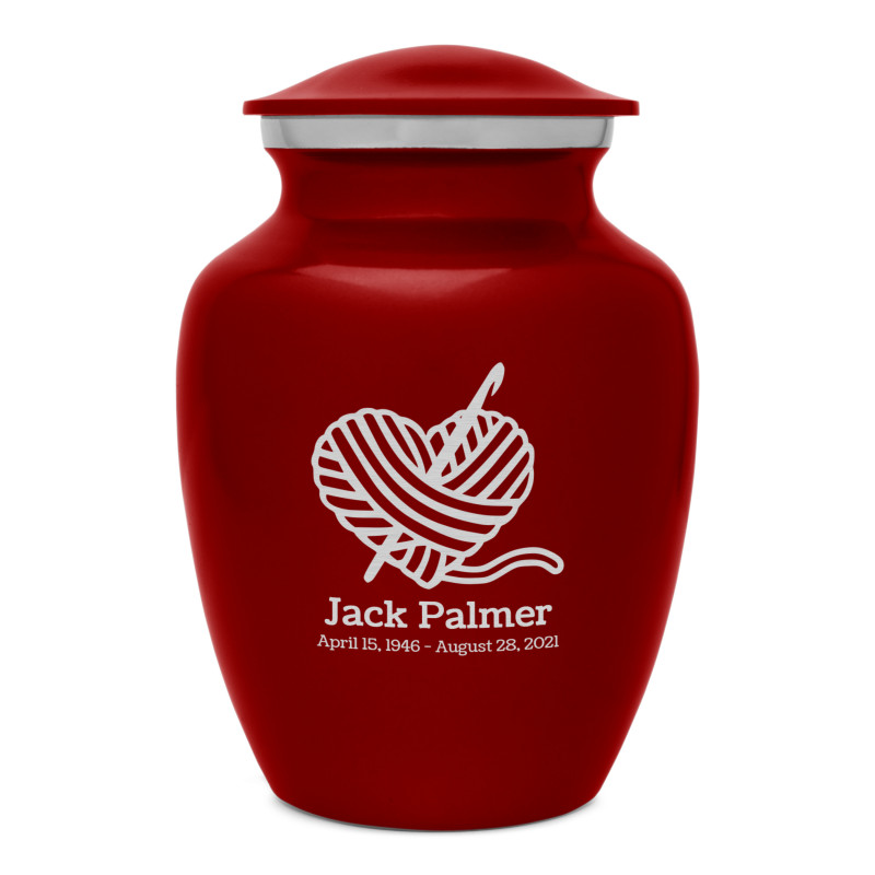 Crochet Heart Sharing Urn - Ruby Red