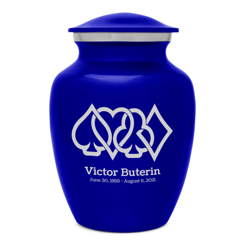Card Suits Sharing Urn - Midnight Blue