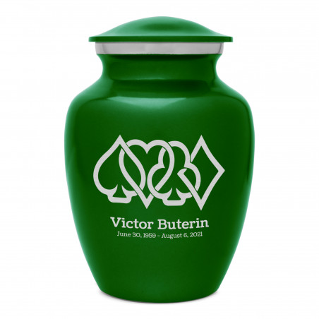 Card Suits Sharing Urn - Shamrock Green