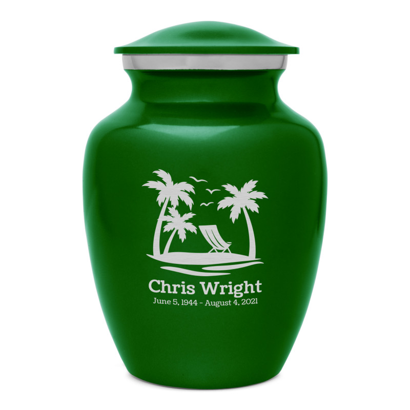 Tropical Beach Sharing Urn - Shamrock Green