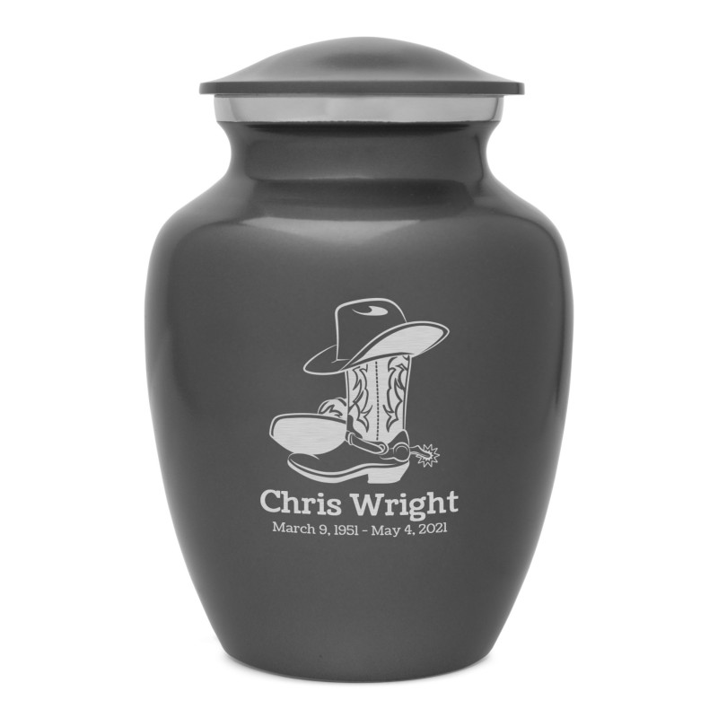 Cowboy Boots Sharing Urn - Gunmetal Gray