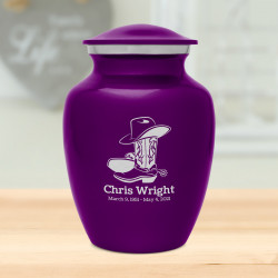 Cowboy Boots Sharing Urn - Purple Luster