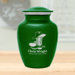 Cowboy Boots Sharing Urn - Shamrock Green