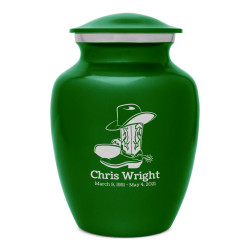 Cowboy Boots Sharing Urn - Shamrock Green