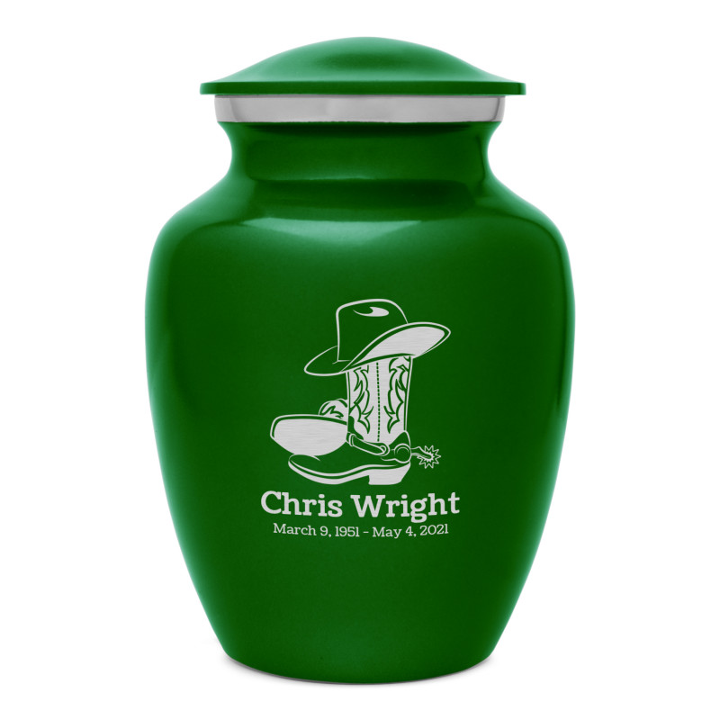 Cowboy Boots Sharing Urn - Shamrock Green