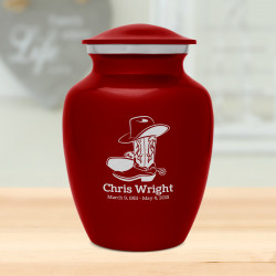 Cowboy Boots Sharing Urn - Ruby Red