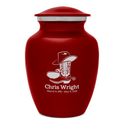 Cowboy Boots Sharing Urn - Ruby Red