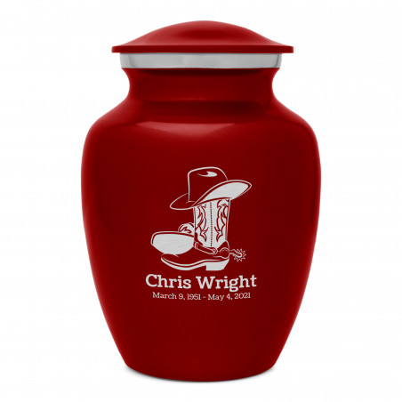 Cowboy Boots Sharing Urn - Ruby Red