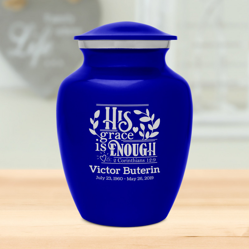 His Grace Is Enough Sharing Urn - Midnight Blue