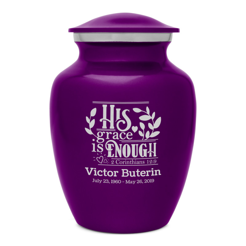 His Grace Is Enough Sharing Urn - Purple Luster