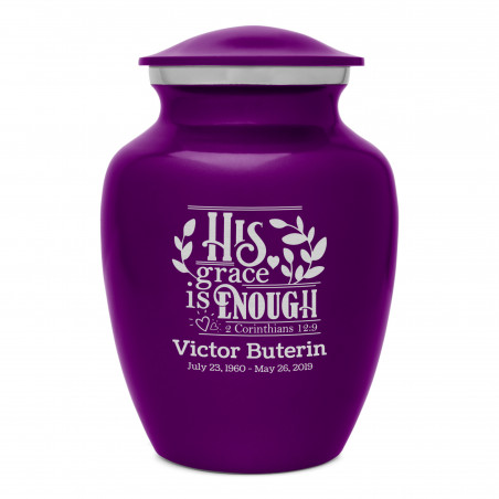 His Grace Is Enough Sharing Urn - Purple Luster