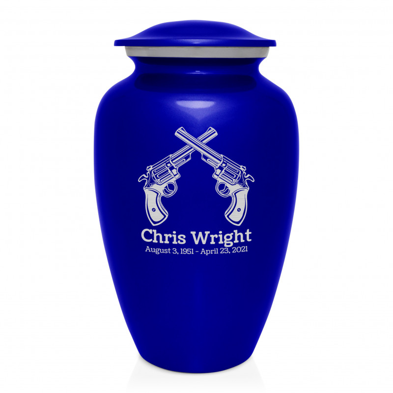 Revolver Pistol Cremation Urn - Midnight Blue