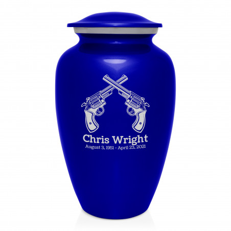 Revolver Pistol Cremation Urn - Midnight Blue