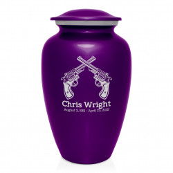 Revolver Pistol Cremation Urn - Purple Luster