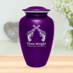 Revolver Pistol Cremation Urn - Purple Luster