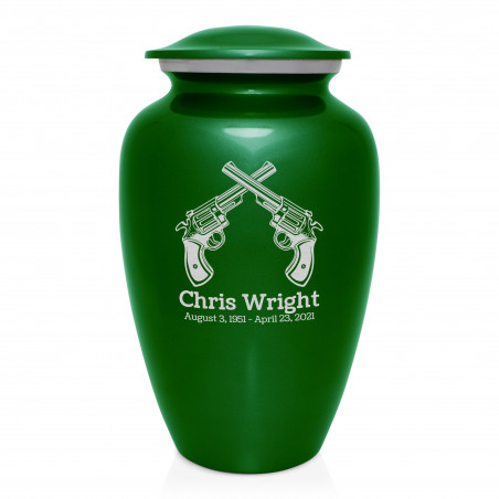 Revolver Pistol Cremation Urn - Shamrock Green
