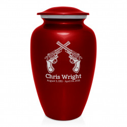 Revolver Pistol Cremation Urn - Ruby Red