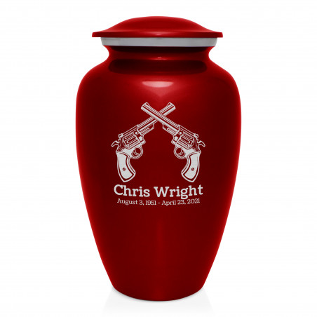 Revolver Pistol Cremation Urn - Ruby Red