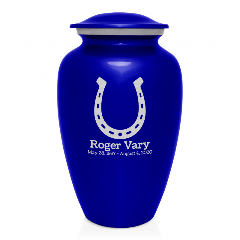 Horseshoe Cremation Urn - Midnight Blue
