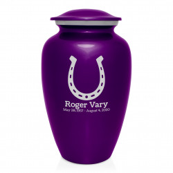 Horseshoe Cremation Urn - Purple Luster