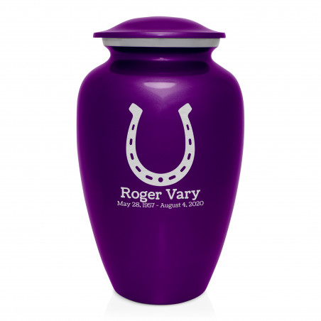 Horseshoe Cremation Urn - Purple Luster