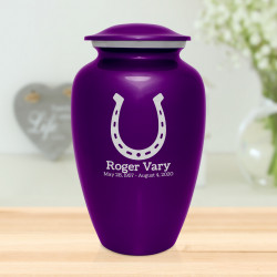 Horseshoe Cremation Urn - Purple Luster