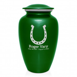 Horseshoe Cremation Urn - Shamrock Green