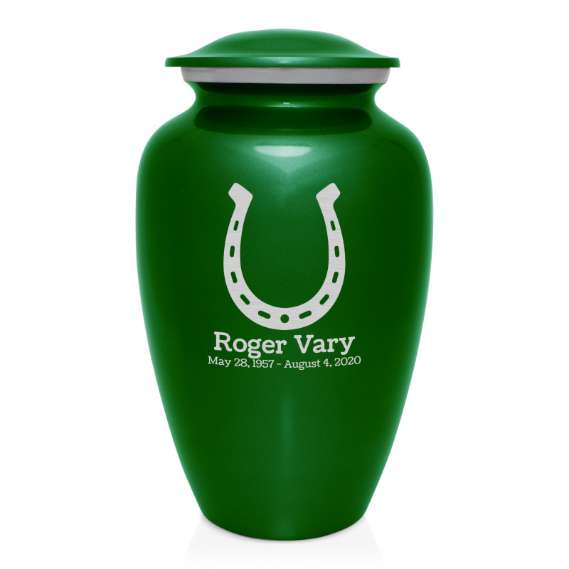 Horseshoe Cremation Urn - Shamrock Green