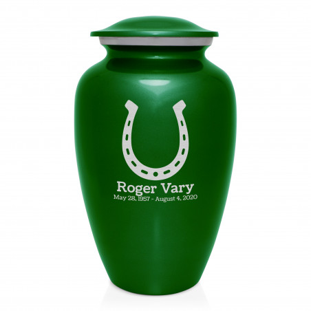 Horseshoe Cremation Urn - Shamrock Green