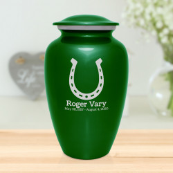 Horseshoe Cremation Urn - Shamrock Green