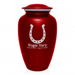 Horseshoe Cremation Urn - Ruby Red