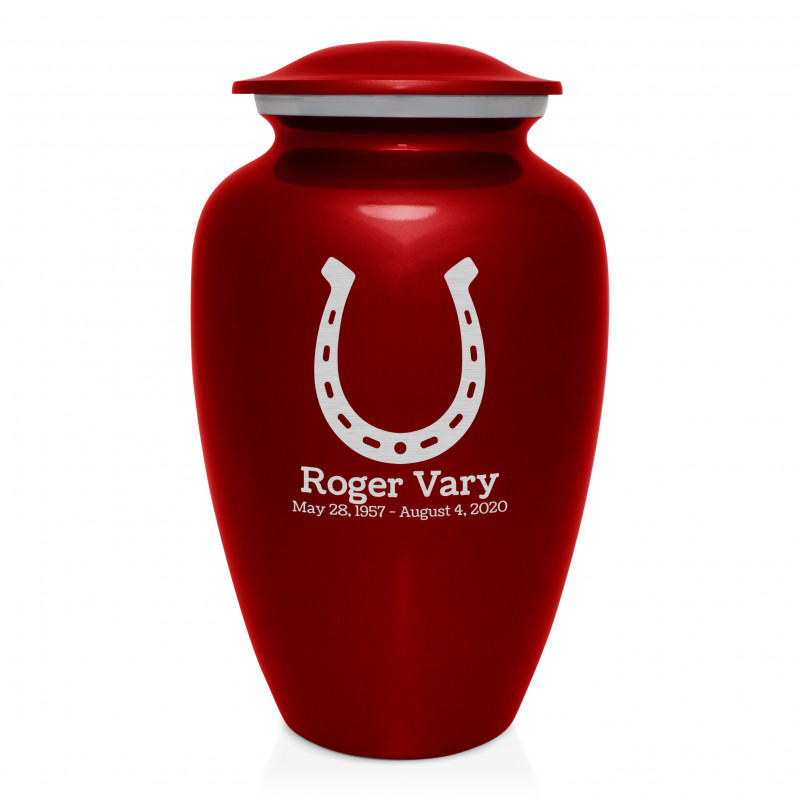 Horseshoe Cremation Urn - Ruby Red