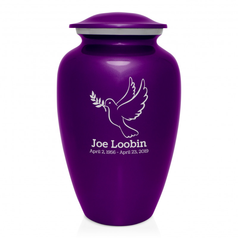 Peace Dove Cremation Urn - Purple Luster